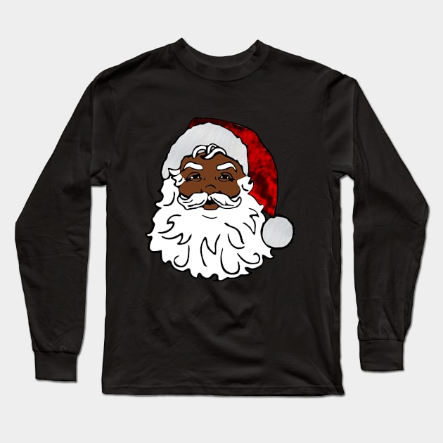 african black santa claus christmas Long Sleeve T-Shirt by gossiprag